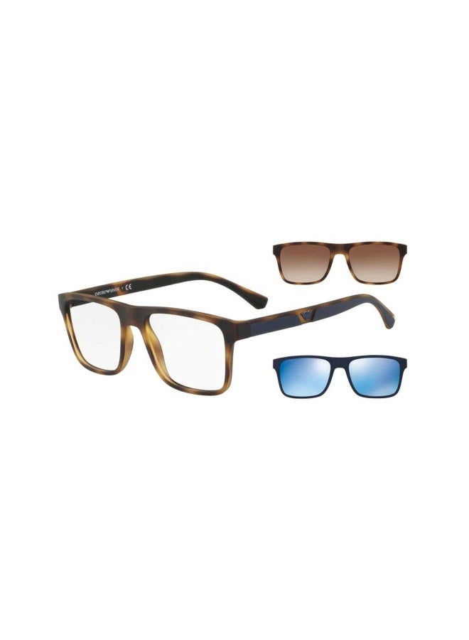 امبوريو ارماني نظارات شمسية مستطيلة للرجال - EA 4115 - حجم العدسة: 54 مم - مات هافانا