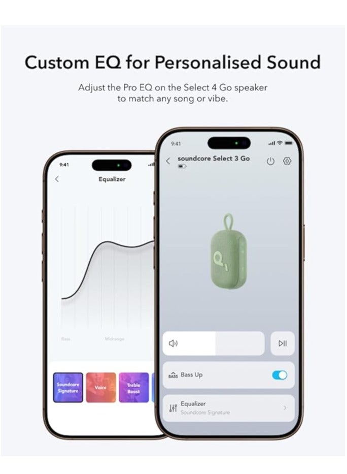 Soundcore - soundcore Select 4 Go Ultra Portable Bluetooth Speaker by Anker, 20H Playtime, IP67 Waterproof and Dustproof, Floatable, Customisable Pro EQ, Wireless Stereo Pairing, Ideal for Home, Outdoors, Hiking Green - Image 1