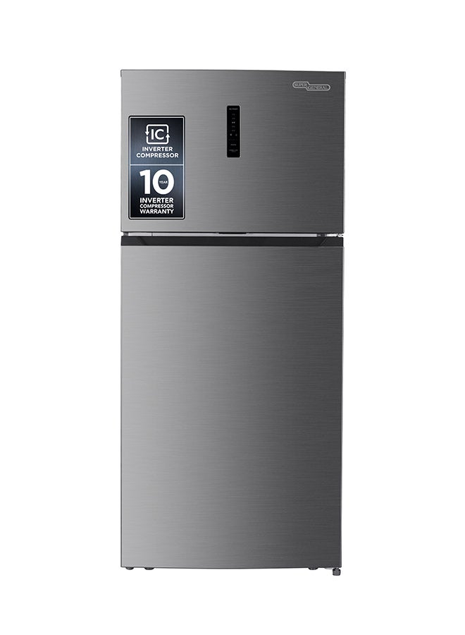 SUPER GENERAL 610L Gross & 480L Net Capacity Double Door Top Mount Refrigerator with Inverter Compressor, No Frost, Electronic temperature Control, 3 Adjustable Glass Shelves SGR615IE Inox - Image 1