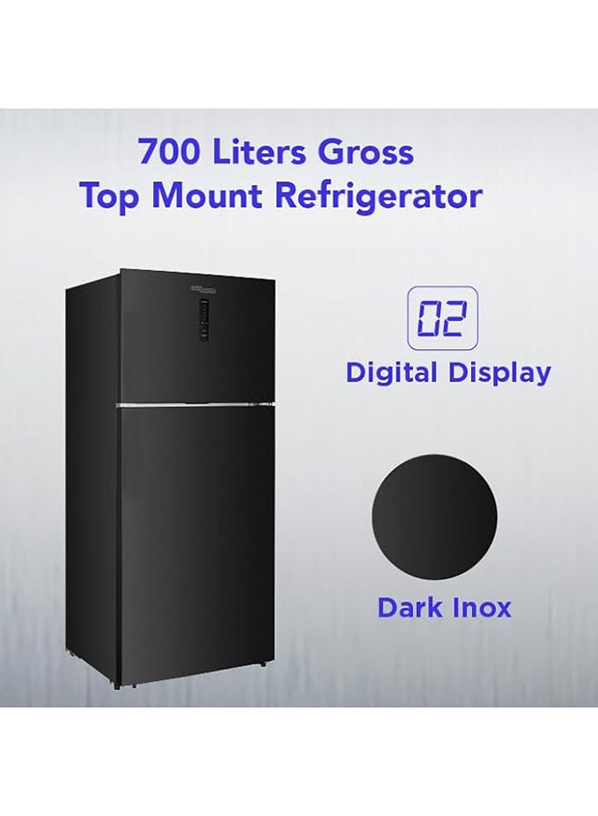 SUPER GENERAL 700L Gross & 528L Net Capacity Double Door Top Mount Refrigerator with Digital Control with Temperature Display, Total No Frost, Twist Ice Maker, Inverter Compressor SGR715IE Black Inox  - Image 5
