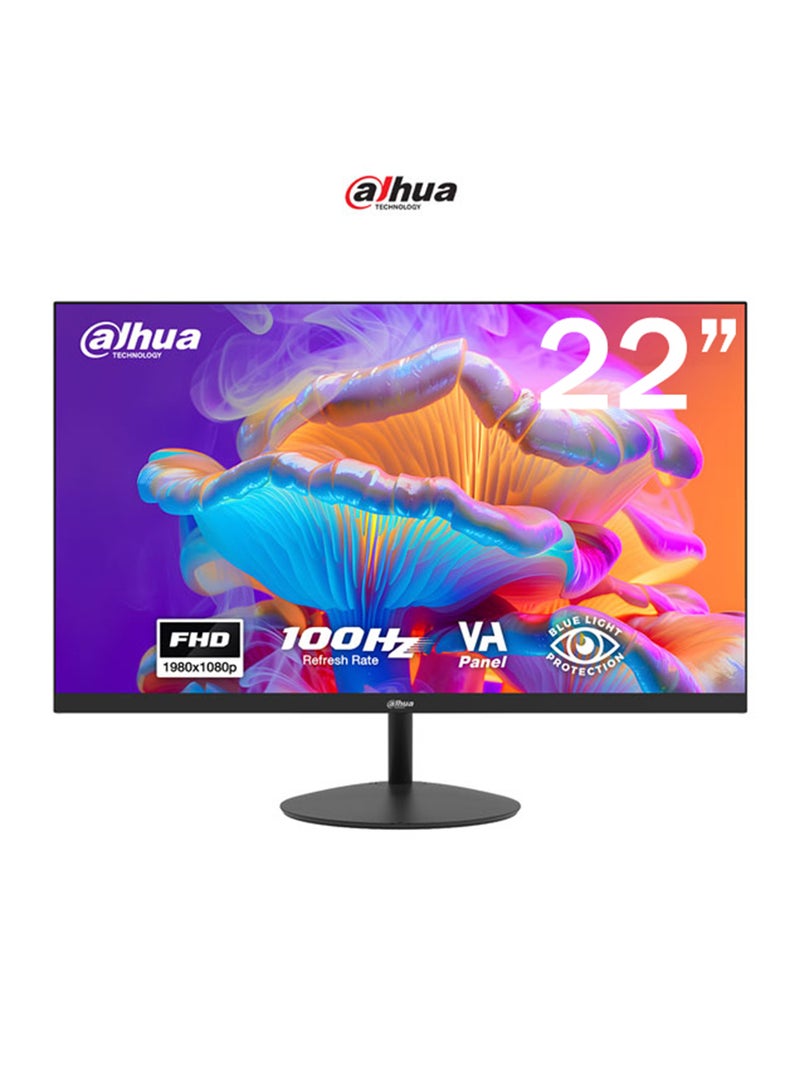 Dahua 22" FHD Monitor – 100Hz, VA Panel, HDMI & VGA, Eye Comfort, Ultra-Slim Design, VESA Mountable Black - Image 1