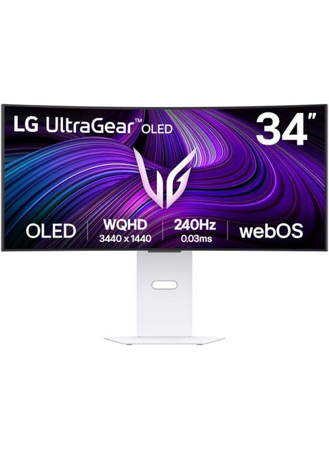 UltraGear GX9s 34-Inch Curved OLED Gaming Monitor – WQHD (3440x1440) 800R Display, 240Hz Refresh Rate, 0.03ms Response Time, AMD FreeSync Premium, VESA AdaptiveSync, HDR10, DCI-P3 98.5% Color, White 34GX90SA-W white