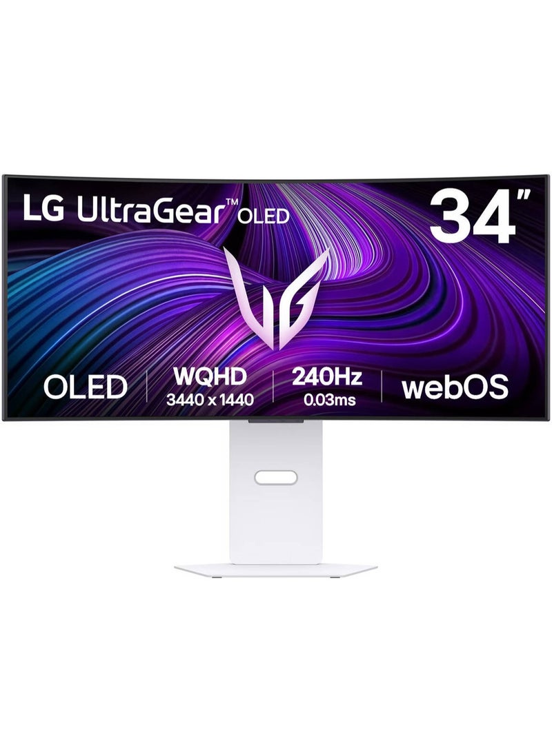 LG - UltraGear GX9s 34-Inch Curved OLED Gaming Monitor – WQHD (3440x1440) 800R Display, 240Hz Refresh Rate, 0.03ms Response Time, AMD FreeSync Premium, VESA AdaptiveSync, HDR10, DCI-P3 98.5% Color, White 34GX90SA-W white - Image 1