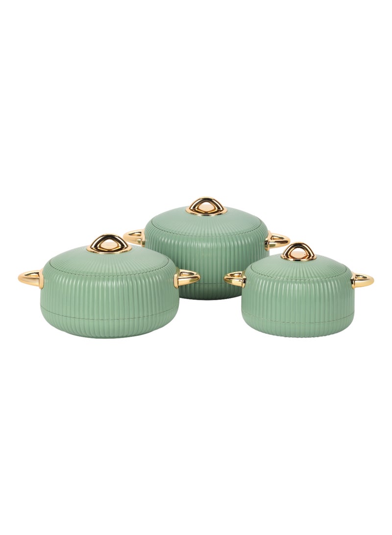 Royalford Set Of 3 Pearl Insulated Hot Pot Casserole With Stainless Steel Inner Green - Image 1