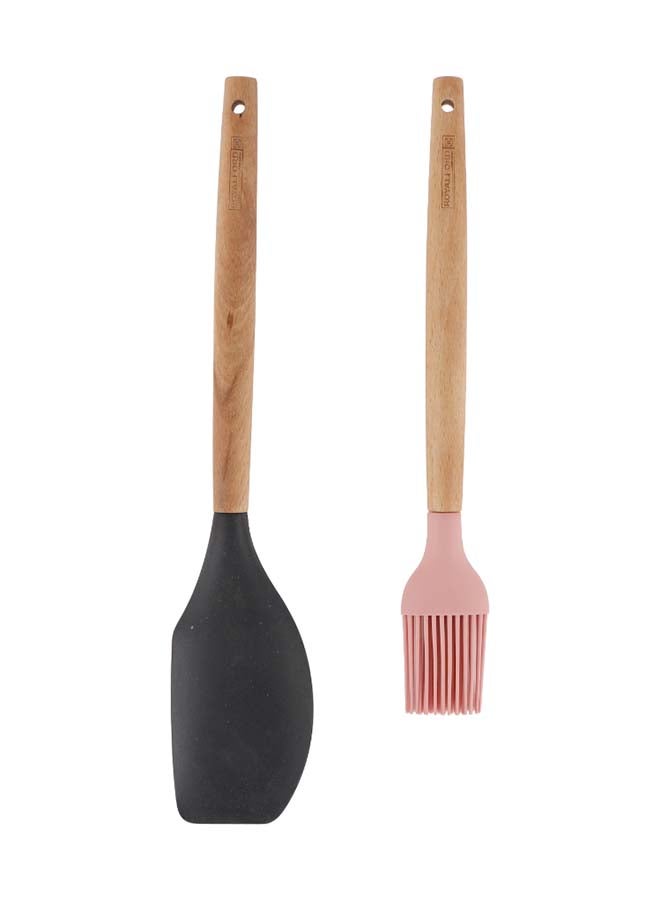 رويال فورد طقم أدوات مطبخ من 2 قطعة أدوات سيليكون بمقبض خشبي - Image 3