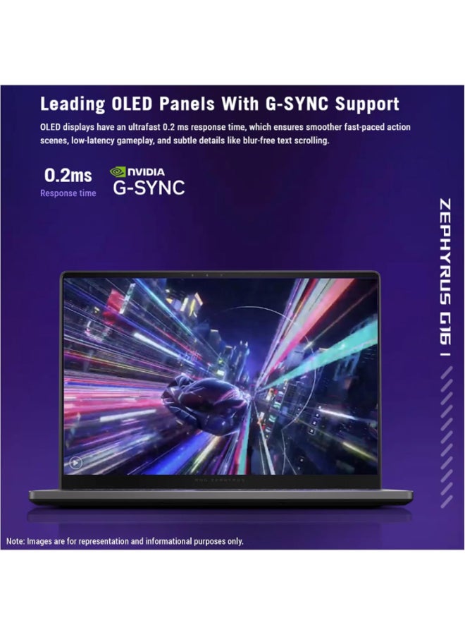 Lenovo - ROG Zephyrus Gaming Laptop With 16-Inch QHD Display, Core Ultra 9 185H Processor/32GB RAM/2TB SSD/12GB NVIDIA Geforce RTX 4080 Graphics/Windows 11 Pro + HyperX Cirro Earbuds English/Arabic Eclipse Gray - Image 1