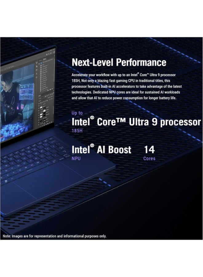 Lenovo - ROG Zephyrus Gaming Laptop With 16-Inch QHD Display, Core Ultra 9 185H Processor/32GB RAM/2TB SSD/12GB NVIDIA Geforce RTX 4080 Graphics/Windows 11 Pro + HyperX Cirro Earbuds English/Arabic Eclipse Gray - Image 1