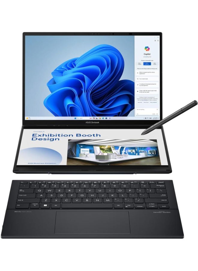 ASUS Zenbook Duo Laptop With 14-Inch QHD Display, Core Ultra 9 285H Processor/32GB RAM/1TB SSD/Intel Arc Graphics/Windows 11 Home English/Arabic Inkwell Gray  - Image 1