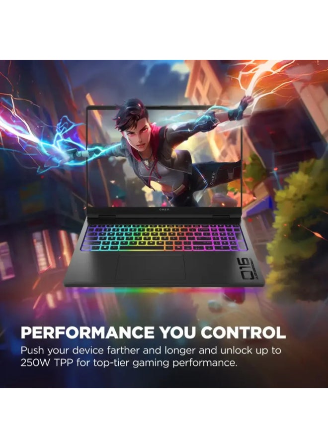 OMEN MAX Gaming Laptop With 16-Inch QHD Display, Core Ultra 9 275HX Processor/64GB RAM/1TB SSD/16GB NVIDIA Geforce RTX 5080 Graphics/Windows 11 Pro English/Arabic Shadow Black