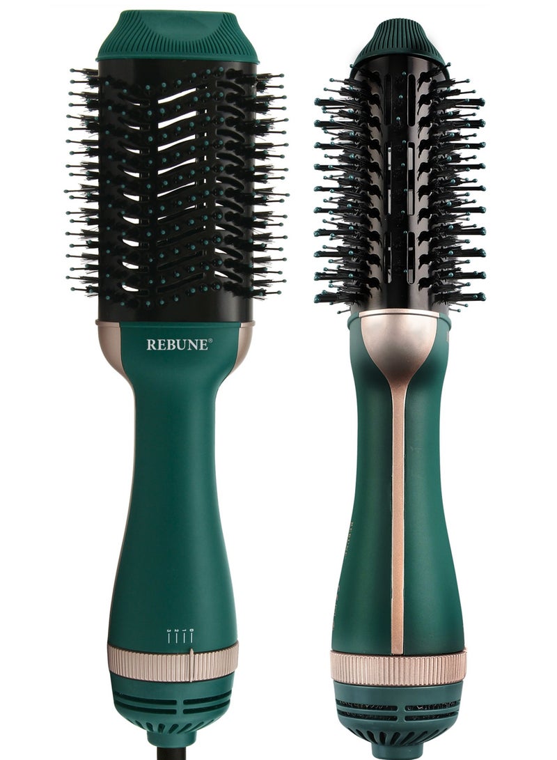 REBUNE Original 3-In-1 Hair Styler 1200W One-Step Volumizer Hair Dryer and Hot Air Brush RE-2513 Green/Gold - Image 4