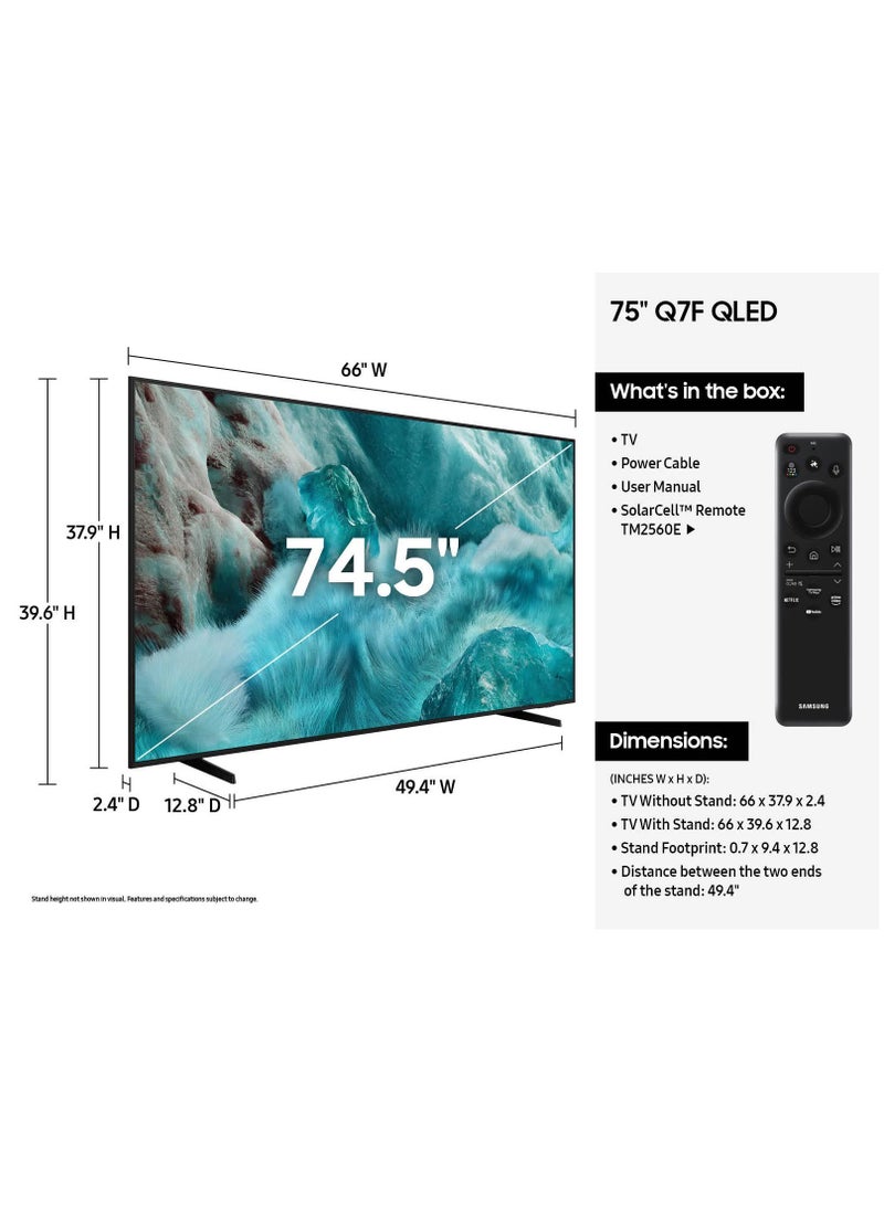 Samsung 75 inch QLED 4K Samsung Vision AI Smart TV (2025) QA75Q7FAAUXEG black - Image 4