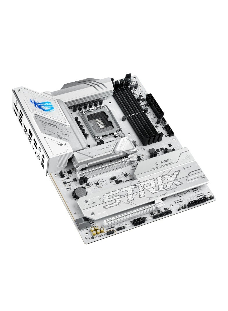 أسوس - ROG Strix B860-A Gaming WiFi ATX Motherboard, LGA 1851, Intel B860, DDR5 256GB (4x DIMM, Up to 9066+ MT/s, XMP/AEMP III), PCIe 5.0 x16 SafeSlot, 4x M.2 (1x PCIe 5.0 + 3x PCIe 4.0), Wi-Fi 7, 2.5Gb LAN, Bluetooth 5.4, USB4® 20Gbps Type-C®, ALC1220P Audio, RGB, AI OC, White | 90MB1JI0-M0EAY0 - Image 1