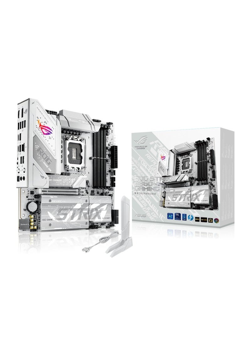 أسوس ROG Strix B860-G Gaming WiFi Motherboard, Micro-ATX, LGA1851 Socket, Intel B860 Chipset, Supports 14th/13th Gen Intel Core Ultra CPUs, DDR5 9066+ MHz OC, PCIe 5.0 x16, 4x M.2 (1x Gen5), 4x SATA 6Gb/s, Wi-Fi 7, Bluetooth 5.4, 2.5Gb LAN, Thunderbolt 4 USB-C, HDMI, DisplayPort, Aura Sync RGB, SupremeFX 7.1 Audio, BIOS FlashBack | 90MB1JF0-M0EAY0  - Image 1