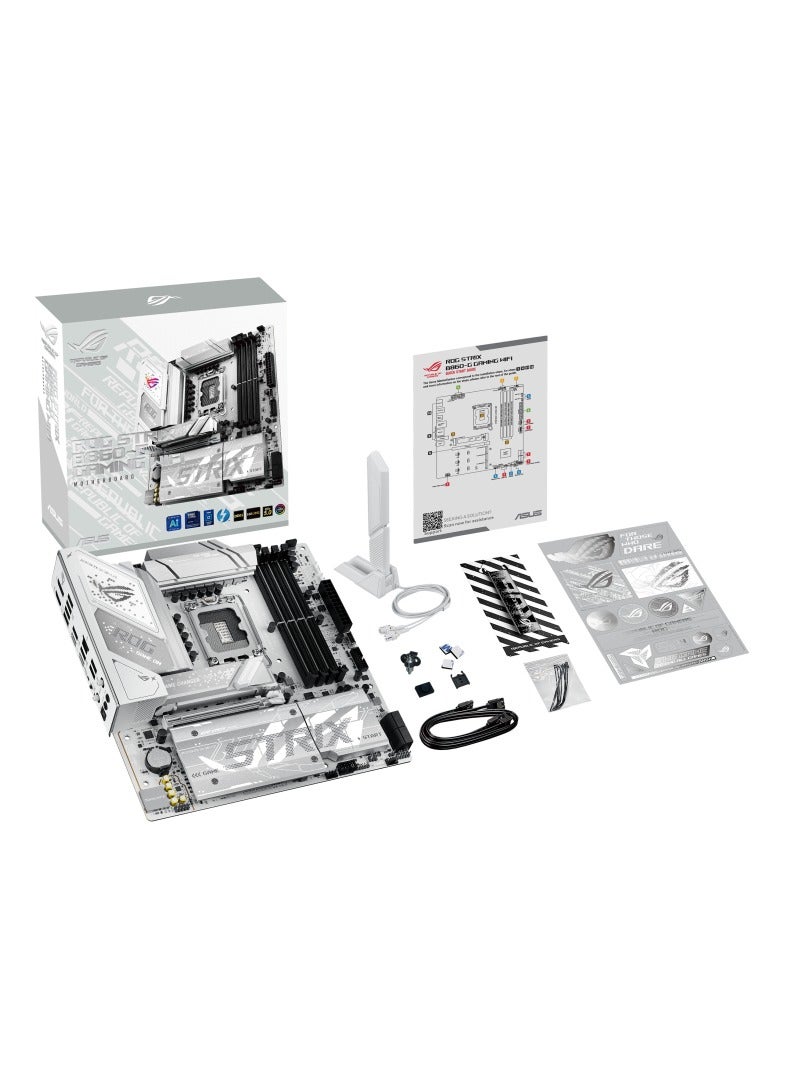 ROG Strix B860-G Gaming WiFi Motherboard, Micro-ATX, LGA1851 Socket, Intel B860 Chipset, Supports 14th/13th Gen Intel Core Ultra CPUs, DDR5 9066+ MHz OC, PCIe 5.0 x16, 4x M.2 (1x Gen5), 4x SATA 6Gb/s, Wi-Fi 7, Bluetooth 5.4, 2.5Gb LAN, Thunderbolt 4 USB-C, HDMI, DisplayPort, Aura Sync RGB, SupremeFX 7.1 Audio, BIOS FlashBack | 90MB1JF0-M0EAY0