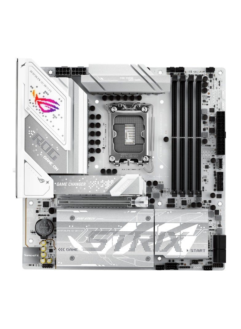 أسوس ROG Strix B860-G Gaming WiFi Motherboard, Micro-ATX, LGA1851 Socket, Intel B860 Chipset, Supports 14th/13th Gen Intel Core Ultra CPUs, DDR5 9066+ MHz OC, PCIe 5.0 x16, 4x M.2 (1x Gen5), 4x SATA 6Gb/s, Wi-Fi 7, Bluetooth 5.4, 2.5Gb LAN, Thunderbolt 4 USB-C, HDMI, DisplayPort, Aura Sync RGB, SupremeFX 7.1 Audio, BIOS FlashBack | 90MB1JF0-M0EAY0  - Image 2
