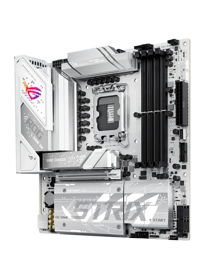 ROG Strix B860-G Gaming WiFi Motherboard, Micro-ATX, LGA1851 Socket, Intel B860 Chipset, Supports 14th/13th Gen Intel Core Ultra CPUs, DDR5 9066+ MHz OC, PCIe 5.0 x16, 4x M.2 (1x Gen5), 4x SATA 6Gb/s, Wi-Fi 7, Bluetooth 5.4, 2.5Gb LAN, Thunderbolt 4 USB-C, HDMI, DisplayPort, Aura Sync RGB, SupremeFX 7.1 Audio, BIOS FlashBack | 90MB1JF0-M0EAY0