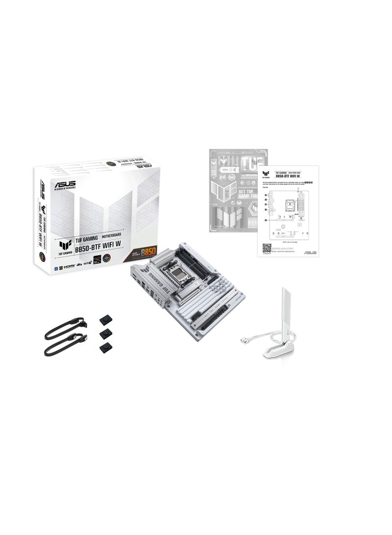 أسوس TUF Gaming B850-BTF WiFi W ATX Motherboard, AMD Socket AM5, Supports Ryzen 7000 Series, BTF Hidden Connector Design, DDR5 8000+ MT/s, PCIe 5.0 x16 & M.2, WiFi 7, 2.5Gb LAN, USB-C 20Gbps, 14+2+1 Power Stages, ALC1220P Audio, Aura Sync RGB, BIOS FlashBack, Q-Release, Front & Rear USB-C, White | 90MB1KW0-M0EAY0  - Image 2