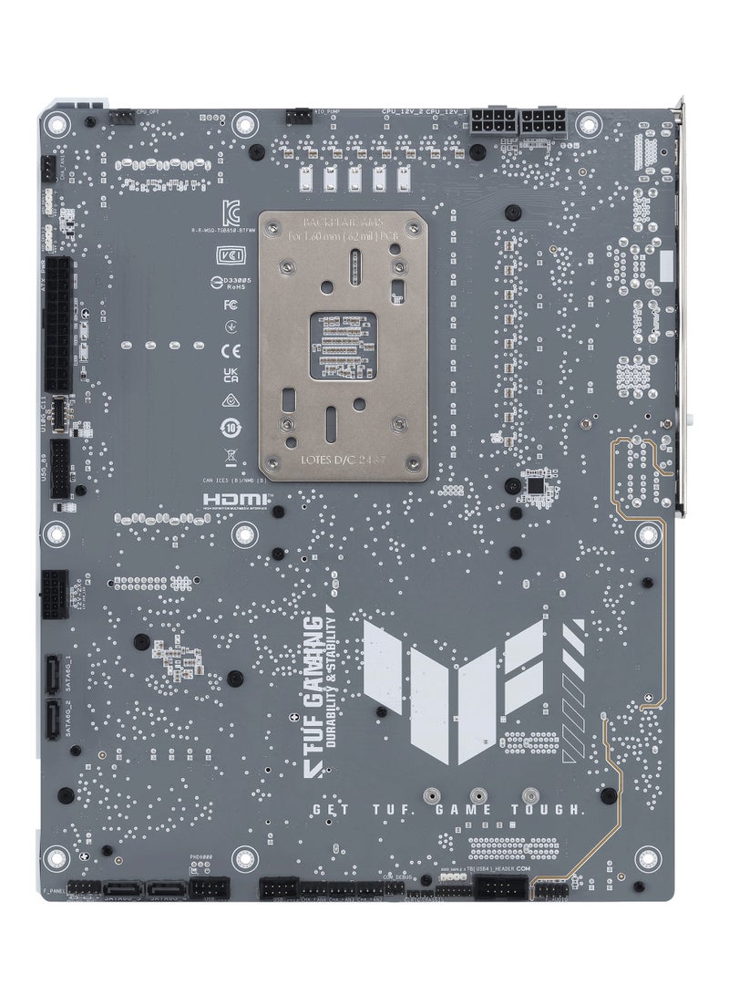 أسوس - TUF Gaming B850-BTF WiFi W ATX Motherboard, AMD Socket AM5, Supports Ryzen 7000 Series, BTF Hidden Connector Design, DDR5 8000+ MT/s, PCIe 5.0 x16 & M.2, WiFi 7, 2.5Gb LAN, USB-C 20Gbps, 14+2+1 Power Stages, ALC1220P Audio, Aura Sync RGB, BIOS FlashBack, Q-Release, Front & Rear USB-C, White | 90MB1KW0-M0EAY0 - Image 1