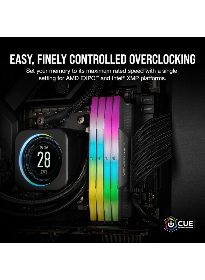 كورسير Vengeance RGB DDR5 32GB (2x16GB) 6000MHz CL38 Desktop Memory Kit – Intel XMP 3.0 Support, Black Heatspreader, Ten-Zone Dynamic RGB, iCUE Compatible, 1.35V, Unbuffered DIMM, High-Performance RAM for Intel DDR5 Platforms, Black | CMH32GX5M1E6000Z38 Black  - Image 3