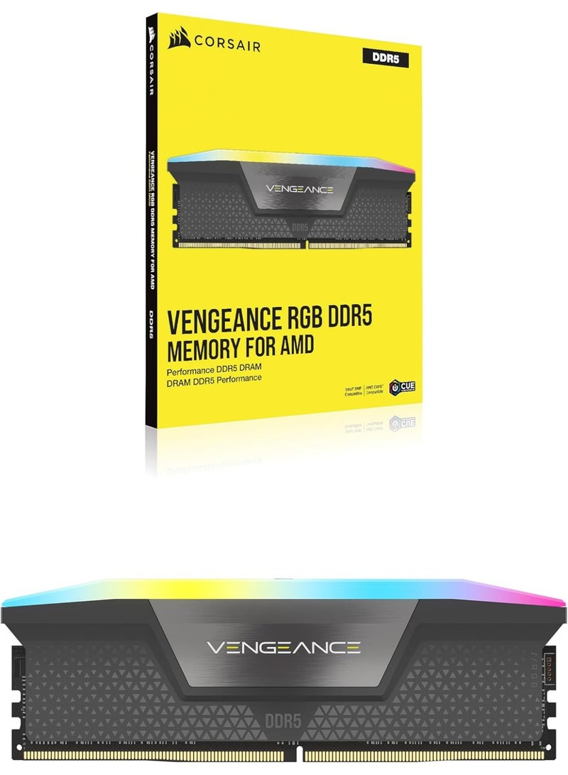 كورسير Vengeance RGB DDR5 32GB (2x16GB) 6000MHz CL38 Desktop Memory Kit – Intel XMP 3.0 Support, Black Heatspreader, Ten-Zone Dynamic RGB, iCUE Compatible, 1.35V, Unbuffered DIMM, High-Performance RAM for Intel DDR5 Platforms, Black | CMH32GX5M1E6000Z38 Black  - Image 2