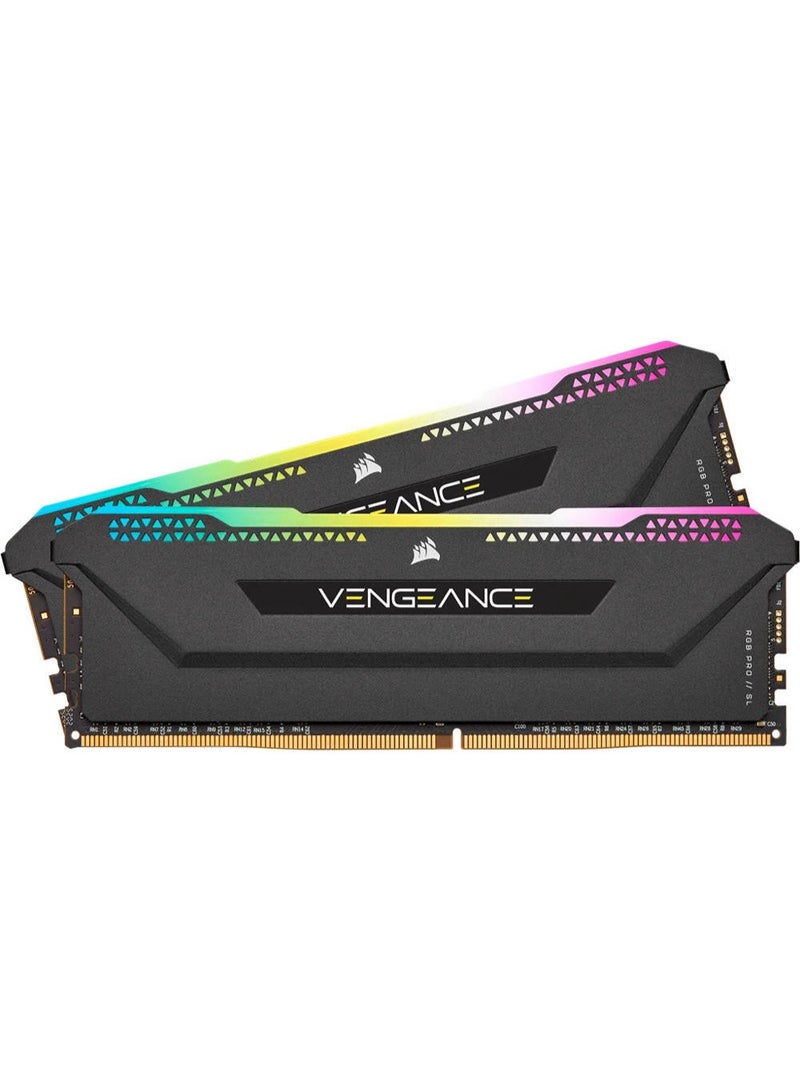كورسير Vengeance RGB PRO SL 64GB (2x32GB) DDR4 Desktop Memory Kit, 3600MHz Memory Speed (PC4-28800), 18-22-22-42 Latency, Intel XMP 2.0, 1.35V Memory Voltage, 288-Pin, Black | CMH64GX4M2D3600C18 Black  - Image 1