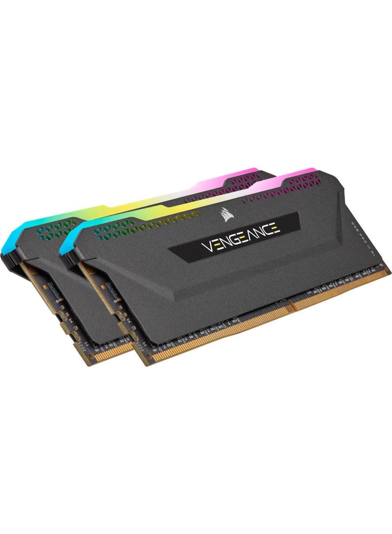 كورسير Vengeance RGB PRO SL 64GB (2x32GB) DDR4 Desktop Memory Kit, 3600MHz Memory Speed (PC4-28800), 18-22-22-42 Latency, Intel XMP 2.0, 1.35V Memory Voltage, 288-Pin, Black | CMH64GX4M2D3600C18 Black  - Image 2