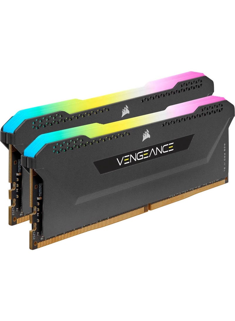 كورسير Vengeance RGB PRO SL 64GB (2x32GB) DDR4 Desktop Memory Kit, 3600MHz Memory Speed (PC4-28800), 18-22-22-42 Latency, Intel XMP 2.0, 1.35V Memory Voltage, 288-Pin, Black | CMH64GX4M2D3600C18 Black  - Image 3