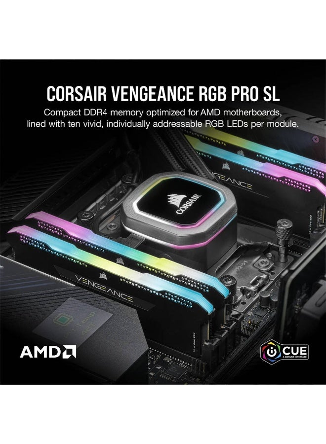 كورسير Vengeance RGB PRO SL 64GB (2x32GB) DDR4 Desktop Memory Kit, 3600MHz Memory Speed (PC4-28800), 18-22-22-42 Latency, Intel XMP 2.0, 1.35V Memory Voltage, 288-Pin, Black | CMH64GX4M2D3600C18 Black  - Image 5