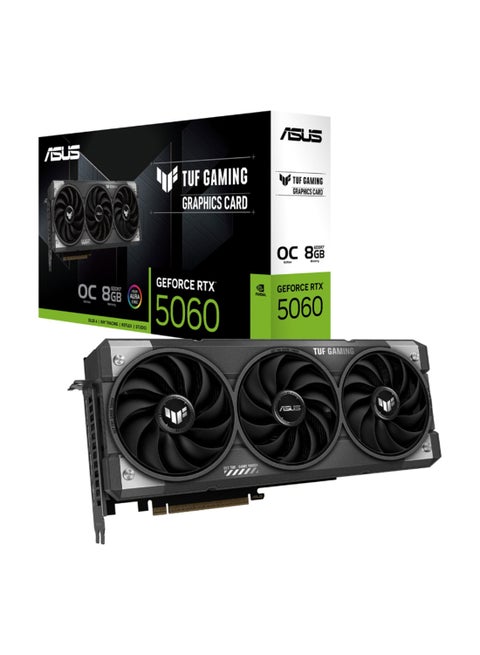 TUF Gaming GeForce RTX 5060 OC Edition 8GB GDDR7 Graphics Card, Up to 2.7GHz Boost, PCIe 5.0, DLSS 4 & Multi-Frame Generation, Dual HDMI 2.1a, Triple DisplayPort 2.1, Dual Axial-tech Fans, RGB Aura Sync, 16-Pin Power, VR-Ready, Dual-Slot, Black | 90YV0N00-M0NA00