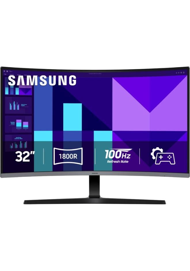 Samsung 32 inch Essential S3 Curved Monitor, FHD Resolution, 100Hz Resolution, 4ms (GtG) Response Time, Eye Saver Mode, Flicker Free, 16.7m Color Support | LS32D392GAMXUE Black - Image 1