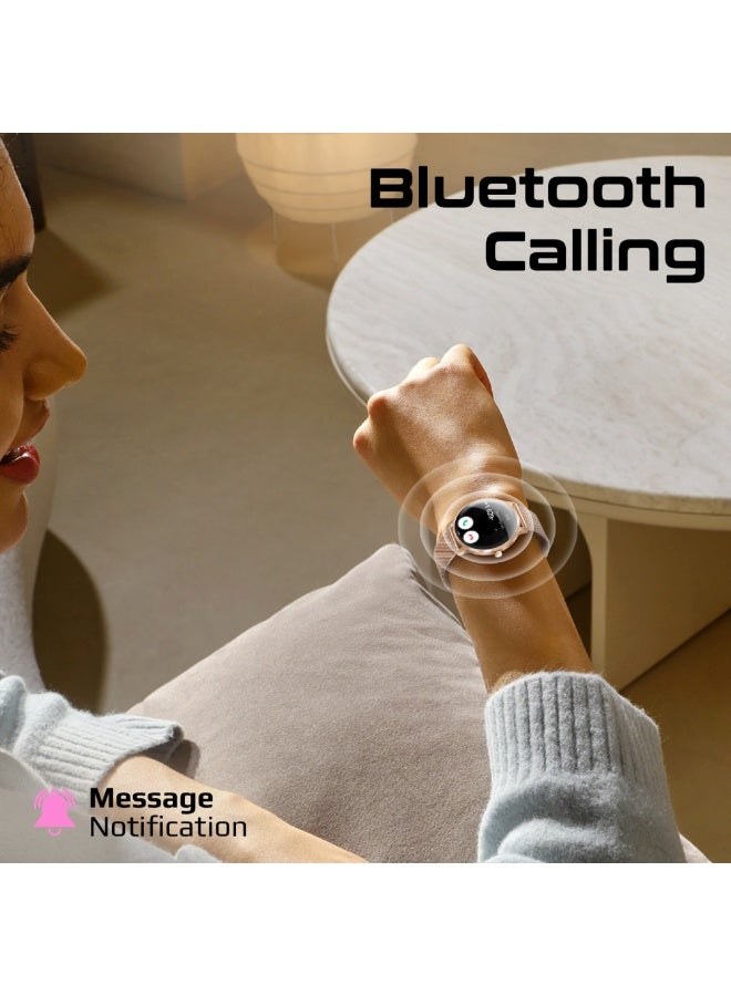 200 mAh Smartwatch with Round 1.32"AMOLED Display, 3D Spherical Curved Glass, 100+Sports Modes, Heart Rate Sensor, Blood Pressure, Oxygen Monitor, Bluetooth Calling, IP68 Water Resistance, XWatch-US13 gold
