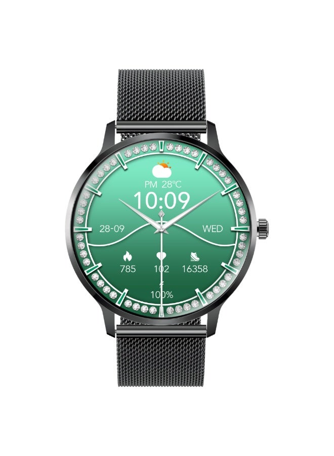 PROMATE 200 mAh Smartwatch with Round 1.32"AMOLED Display, 3D Spherical Curved Glass, 100+Sports Modes, Heart Rate Sensor, Blood Pressure, Oxygen Monitor, Bluetooth Calling, IP68 Water Resistance, XWatch-US13 black  - Image 1