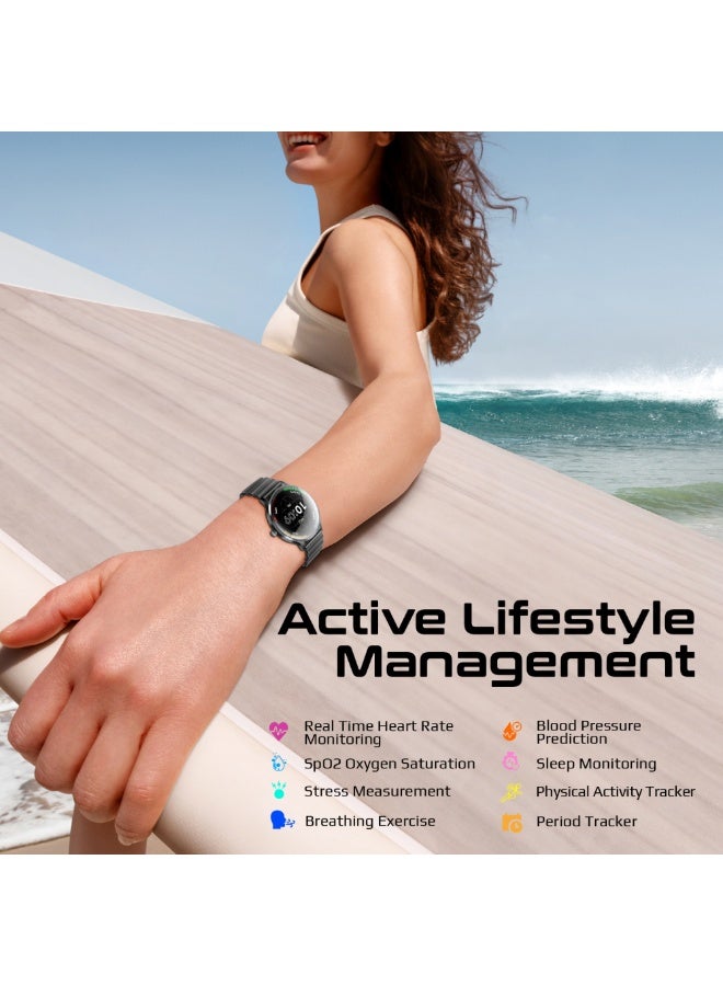 PROMATE 200 mAh Smartwatch with Round 1.32"AMOLED Display, 3D Spherical Curved Glass, 100+Sports Modes, Heart Rate Sensor, Blood Pressure, Oxygen Monitor, Bluetooth Calling, IP68 Water Resistance, XWatch-US13 black  - Image 2