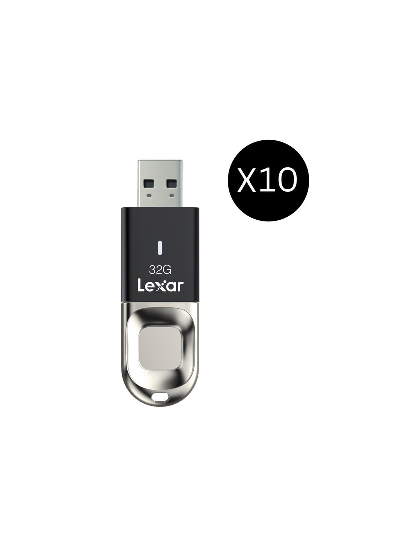 Lexar Bundle Of 10 Lexar JumpDrive Fingerprint F35 USB 3.0 Flash Drive  - 32 GB