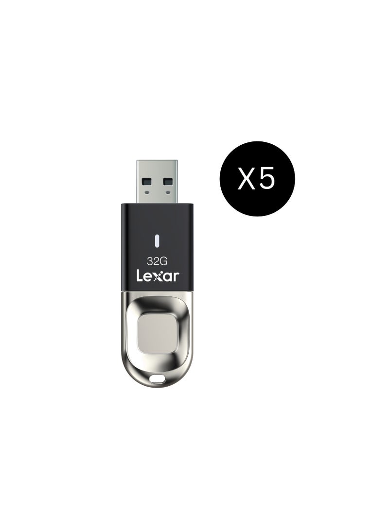Lexar Bundle Of 5 Lexar JumpDrive Fingerprint F35 USB 3.0 Flash Drive  - 32 GB