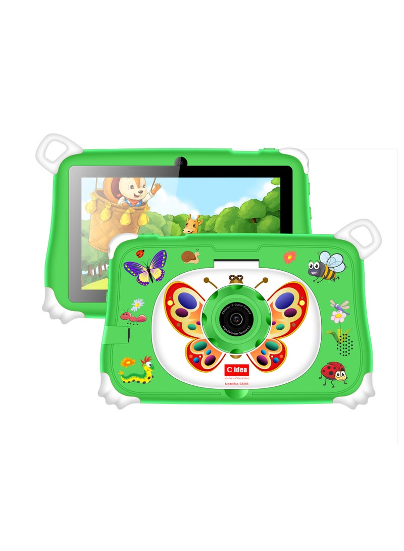 C idea 7-Inch IPS Smart Tablet for Kids CM86 Wi-Fi Bluetooth GPS 8GB RAM 256 ROM Edge Proof Children Education Android Tab with Built-in Foldable Stand Dual Camera Game Tab Green  - Image 1