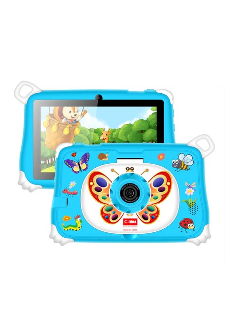 7-Inch IPS Smart Tablet for Kids CM86 Wi-Fi Bluetooth GPS 8GB RAM 256 ROM Edge Proof Children Education Android Tab with Built-in Foldable Stand Dual Camera Game Tab Blue