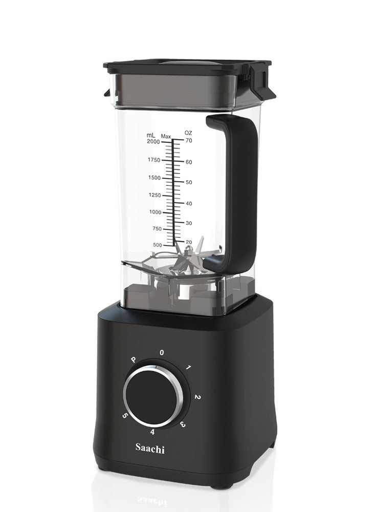 Saachi 2.0L Blender/Grinder with 5-Speed Control, Pulse Function, Powerful Copper Motor, Stainless Steel 6-Wing Blade, Unbreakable Plastic Jar, and Safety Lock for Efficient Blending and Grinding. 2 L 2000 W NL-BL-4409-BK Black - Image 1