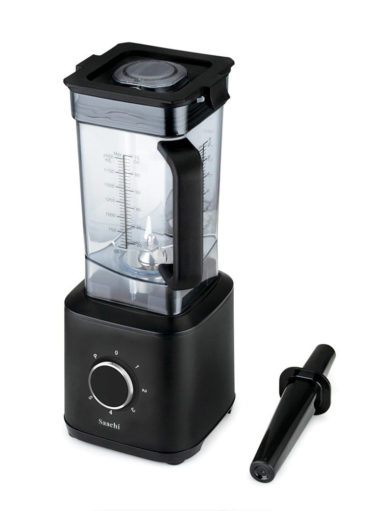 Saachi 2.0L Blender/Grinder with 5-Speed Control, Pulse Function, Powerful Copper Motor, Stainless Steel 6-Wing Blade, Unbreakable Plastic Jar, and Safety Lock for Efficient Blending and Grinding. 2 L 2000 W NL-BL-4409-BK Black - Image 3