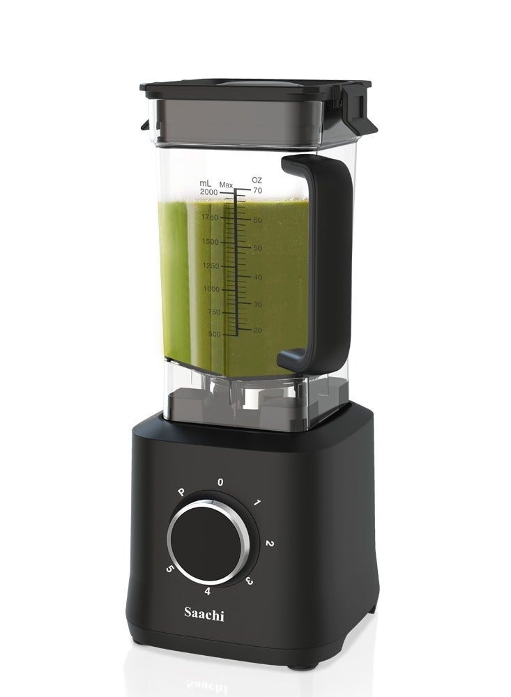 Saachi 2.0L Blender/Grinder with 5-Speed Control, Pulse Function, Powerful Copper Motor, Stainless Steel 6-Wing Blade, Unbreakable Plastic Jar, and Safety Lock for Efficient Blending and Grinding. 2 L 2000 W NL-BL-4409-BK Black - Image 2