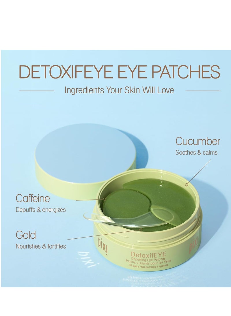 Pixi DetoxifEYE Depuffing Hydrogel Under-Eye Patches, Cucumber, Gold & Caffeine For Puffy Eyes and Dark Circles, Hydrate Eye Area, 30 pairs, 60 Patches 6.35 ozounce - Image 3