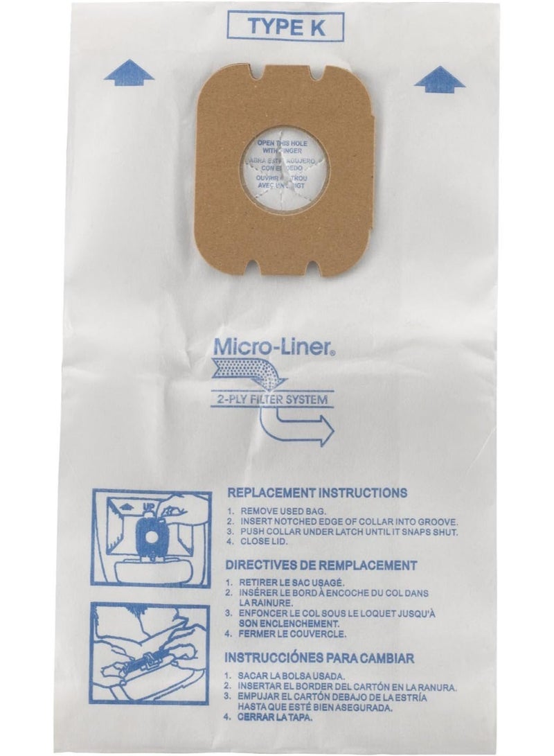 هوفر Hoover Vacuum Cleaner Bags for Spirit Canister Vacs, Pack of 3, White, Type K, Part # 4010028K, Hoover Vacuum Bags Refill 4010028K white 