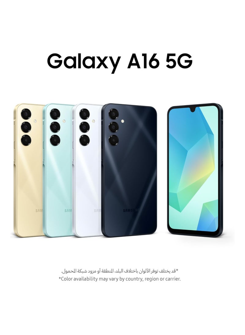 Samsung Galaxy A16 5G (Blue Black, 8GB RAM, 256GB Storage) | Super AMOLED | 50MP Triple Camera with Ultra Wide Lens | 6 OS & 6 Years Security Updates | IP54 | Tap & Pay | 5000mAh-International