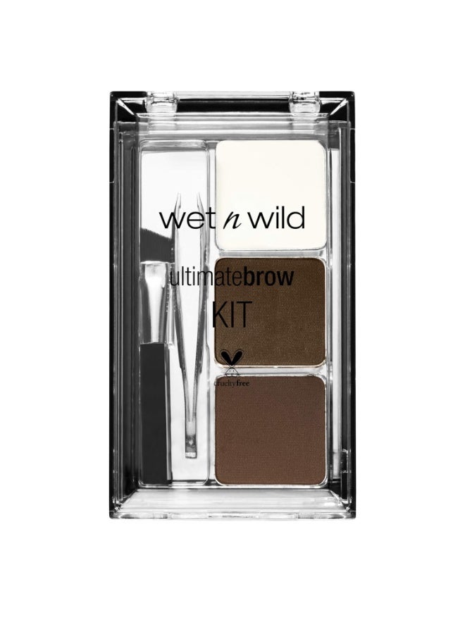 ويت اند وايلد wet n wild Ultimate Eyebrow Makeup Kit, Long-Lasting Matte Brow Powder, Tweezers, Wax & Brush, Built-In Mirror, Purse-Friendly Compact - Dark Brown Dark Brown - Image 1