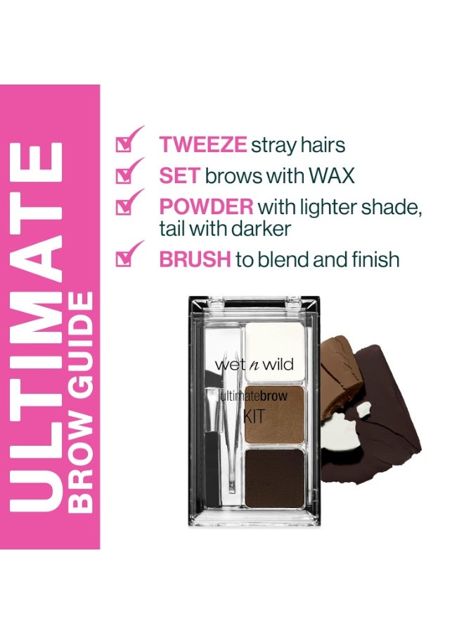 ويت اند وايلد wet n wild Ultimate Eyebrow Makeup Kit, Long-Lasting Matte Brow Powder, Tweezers, Wax & Brush, Built-In Mirror, Purse-Friendly Compact - Dark Brown Dark Brown - Image 2