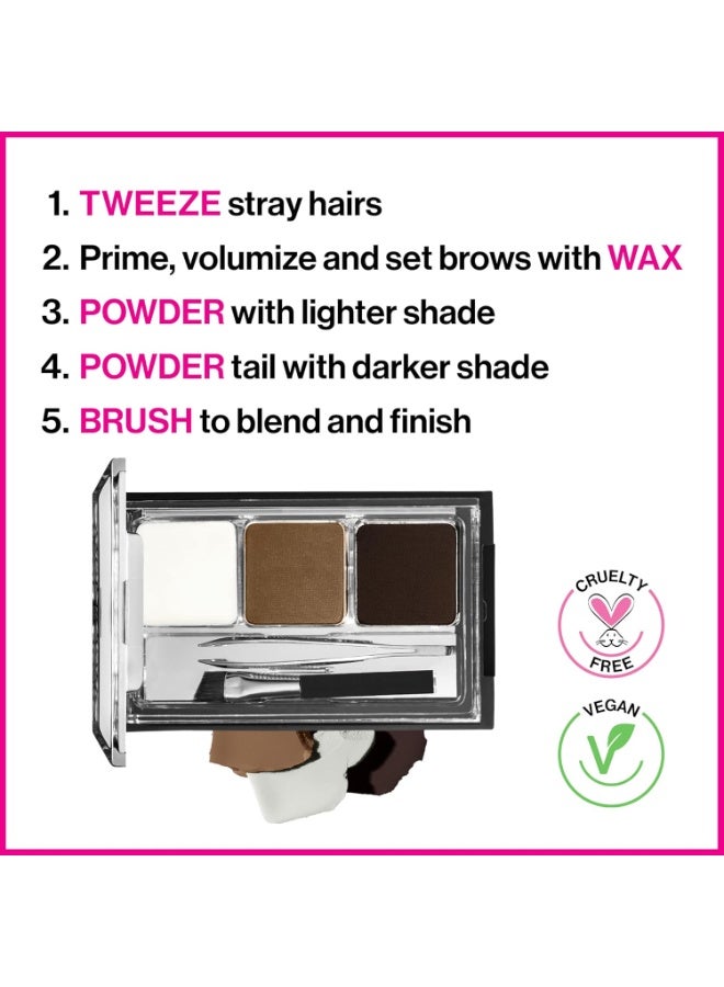 ويت اند وايلد wet n wild Ultimate Eyebrow Makeup Kit, Long-Lasting Matte Brow Powder, Tweezers, Wax & Brush, Built-In Mirror, Purse-Friendly Compact - Dark Brown Dark Brown - Image 3