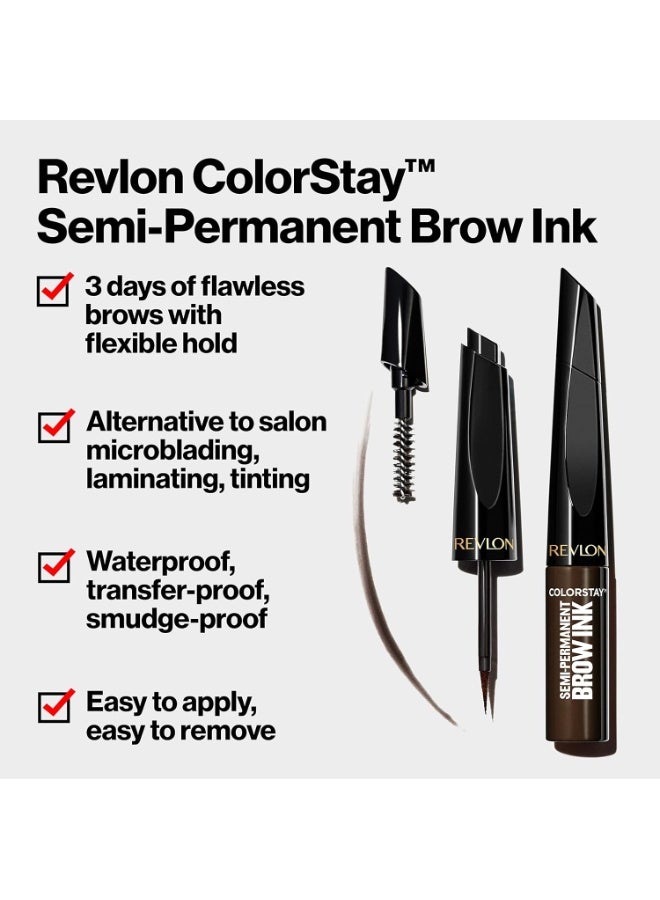 ريفلون حبر الحواجب شبه الدائم 5 في 1 من ريفلون كولور ستاي مع فرشاة سبولي، مقاوم للماء، مقاوم للنقل، مكياج حواجب، سهل الإزالة، 350 حبر أشقر، 0.09 أونصة سائلة - Image 3