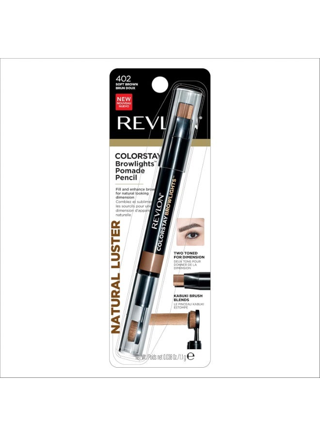 ريفلون Revlon Colorstay Browlights Pencil, Eyebrow Pencil & Brow Highlighter, 0.55 Lb, Soft Brown Soft Brown - Image 2