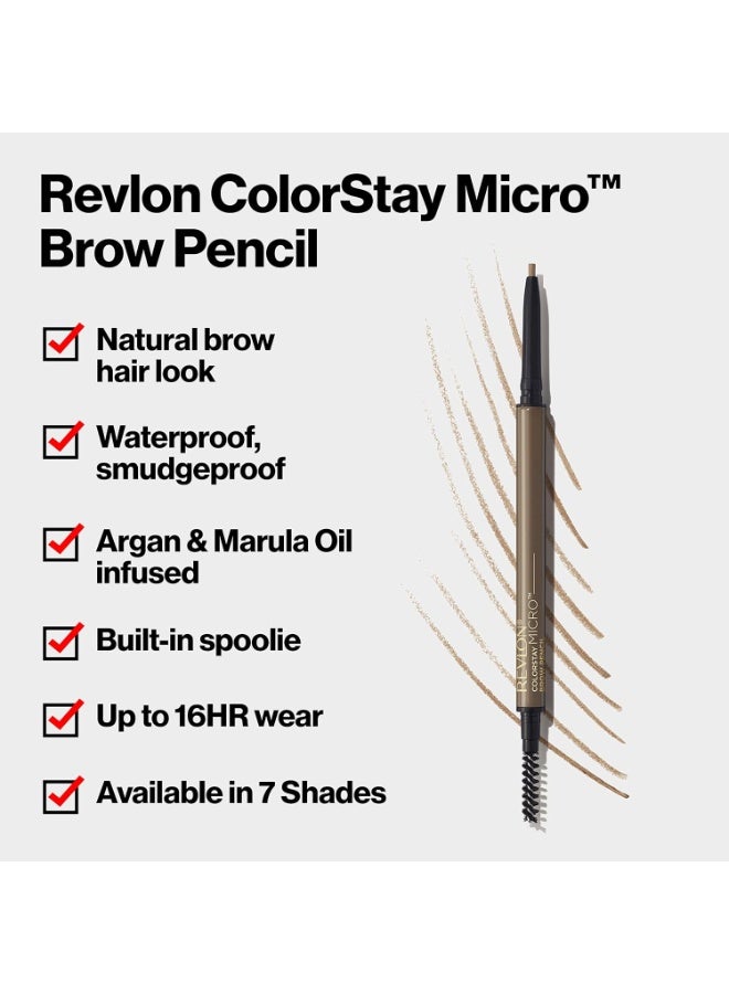 ريفلون Revlon ColorStay Micro Eyebrow Pencil with Built In Spoolie Brush, Infused with Argan and Marula Oil, Waterproof, Smudgeproof, 450 Blonde, 0.003 oz Blonde - Image 3