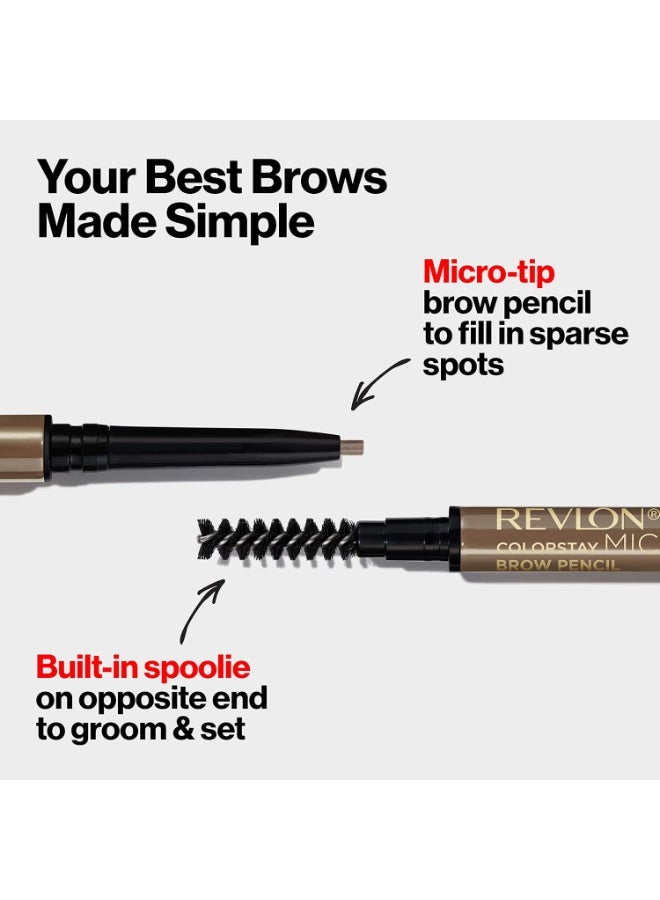 ريفلون Revlon ColorStay Micro Eyebrow Pencil with Built In Spoolie Brush, Infused with Argan and Marula Oil, Waterproof, Smudgeproof, 450 Blonde, 0.003 oz Blonde - Image 4